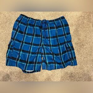 Blue Plaid Men's Swim Board Shorts